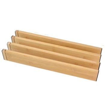 4 упаковки бамбуковых разделителей для ящиков, органайзер для ящиков, выдвижной регулируемый пружинный разделитель для ящиков