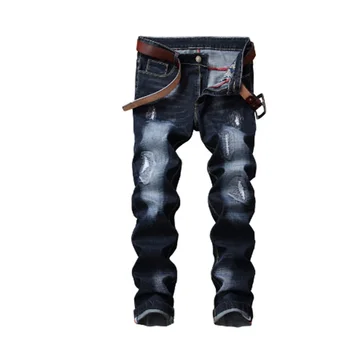 Мужские джинсы Деним Прямой, поношенный, Европейский и американский Классический Длинный, Новый бренд, модные брендовые брюки 28-38