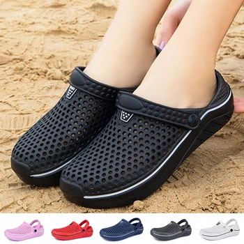 Мужские сандалии, Летние сандалии для женщин, пляжная обувь, Мужские тапочки, уличные легкие пляжные водные тапочки без застежки, большой размер