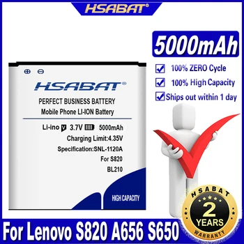 HSABAT BL210 5000 мАч Батарея для Lenovo S820 A656 S650 S658t S820E A770E A750E A766 A658T A828t A536 Батарея