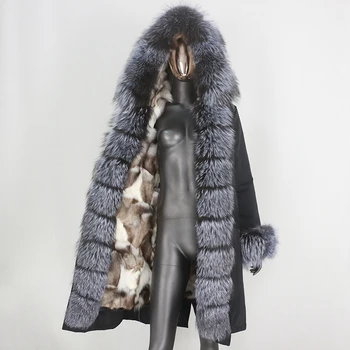 CXFS 2022 Новая Водонепроницаемая парка X-long, пальто из натурального меха, Зимняя куртка, Женский Капюшон из натурального лисьего меха, Толстая теплая Съемная верхняя одежда