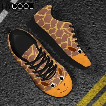 HYCOOL/ Новая стильная пара обуви на плоской подошве с милым мультяшным принтом в виде жирафа, женские противоскользящие кроссовки для занятий спортом в тренажерном зале, кроссовки для бега, Zapatos