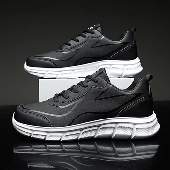 Модные мужские кроссовки для бега большого размера 48, уличная суперлегкая спортивная обувь для мужчин, качественная дышащая обувь черного цвета на шнуровке